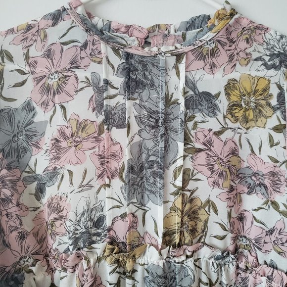 Boho Floral Print Tassel Long Sleeves Chiffon Dress - Picture 7 of 9